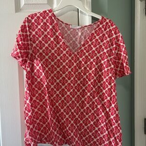 Primark Floral Red and White V-Neck Blouse